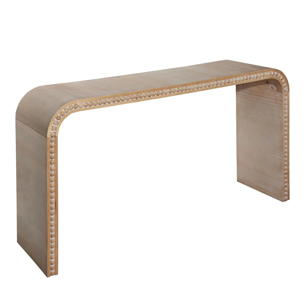 Waterfall Console Table | 59 Inch Width | Wood Trim Accent | Farmhouse Finish