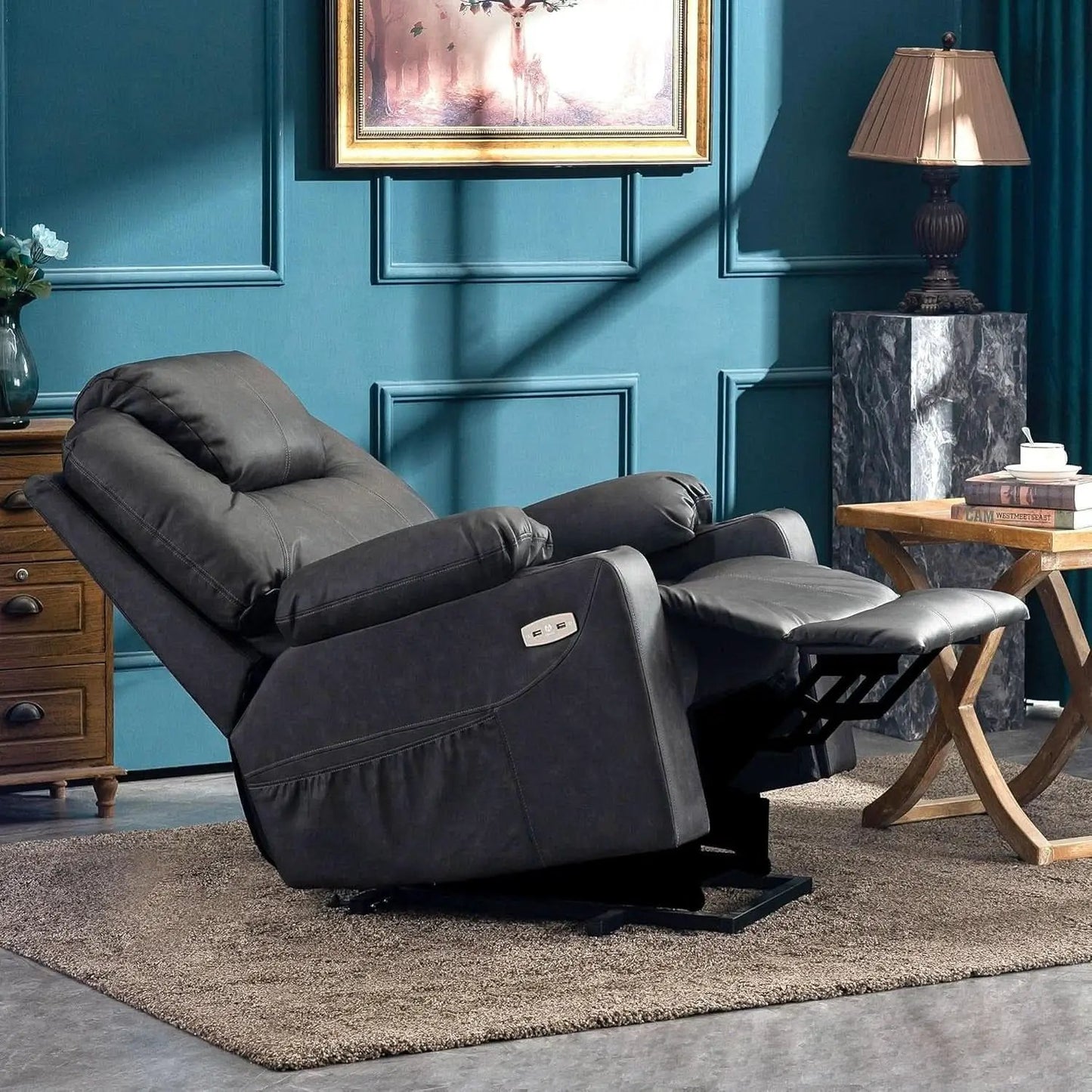 Electric Power Lift Recliner Chair With Massage And Heat Grey Medium from PriceLows™