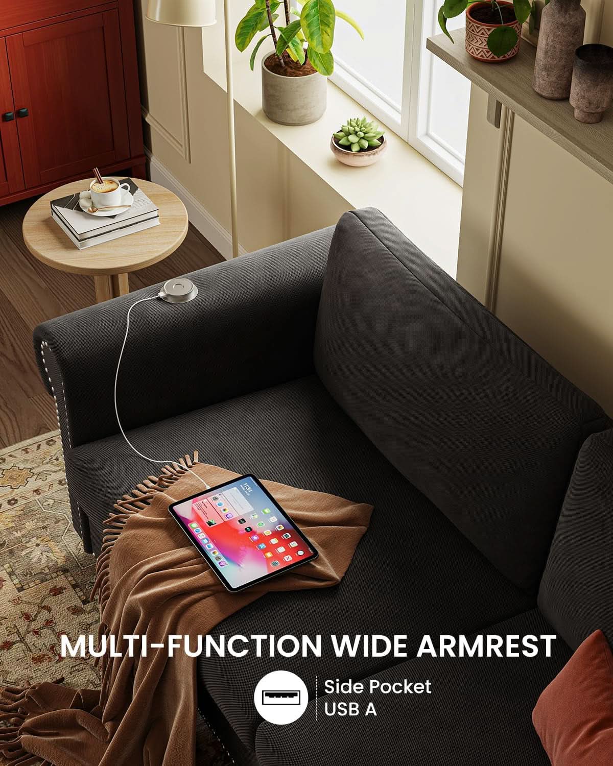 Queen Sleeper Sofa Bed Black Ergonomic Contemporary from PriceLows™