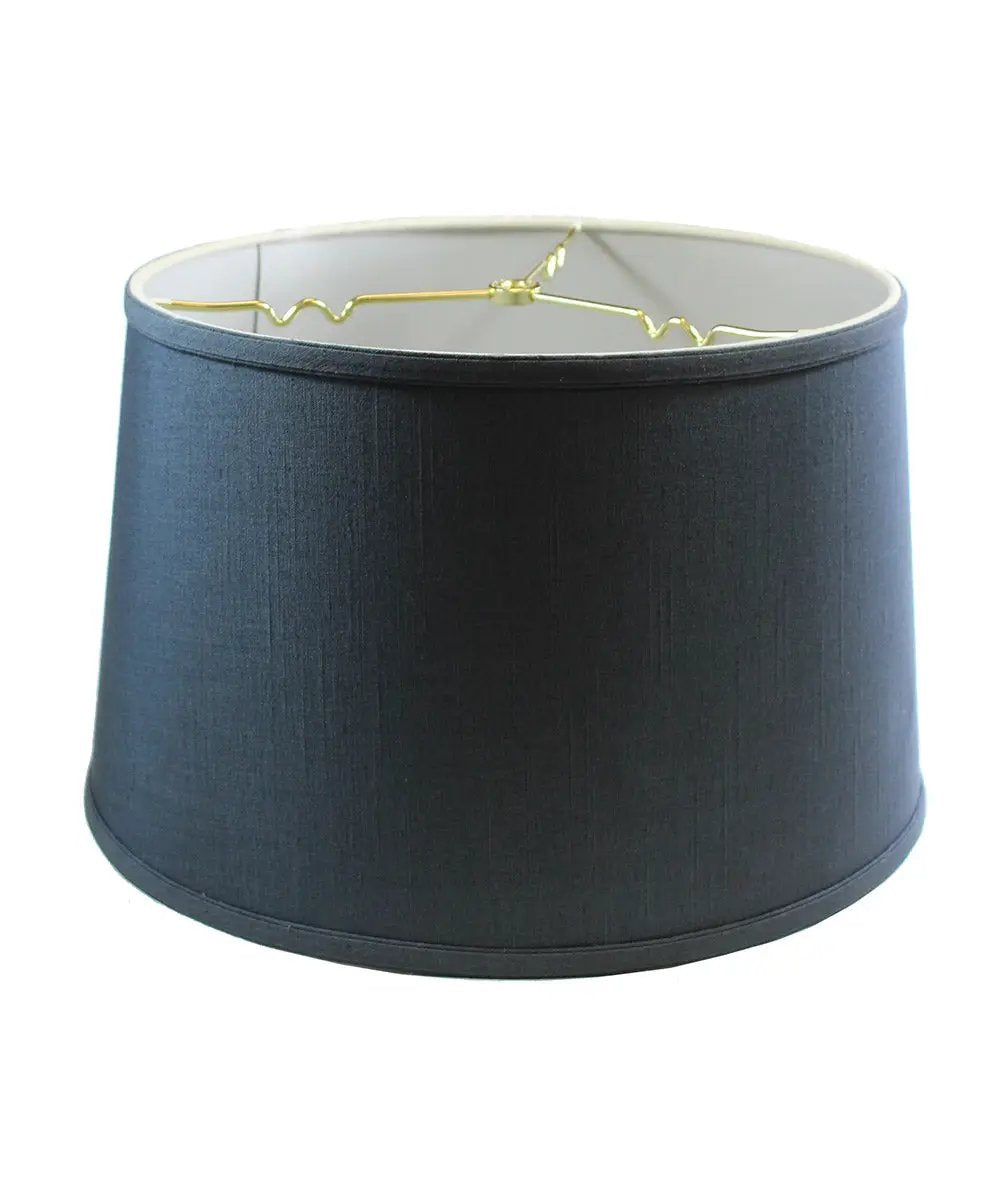 Lamp Shade | Shallow Drum | 16 In W X 10 In H | Textured Slate Blue Linen