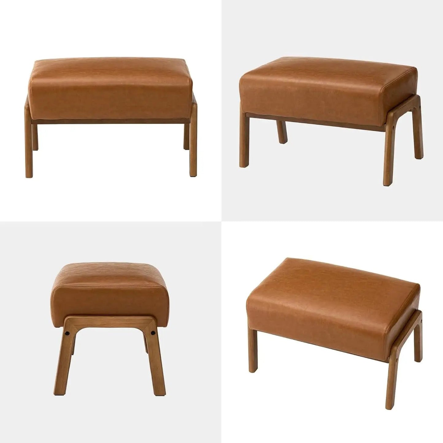Leatherette Padded Ottoman Footrest Yellowish Brown from PriceLows™