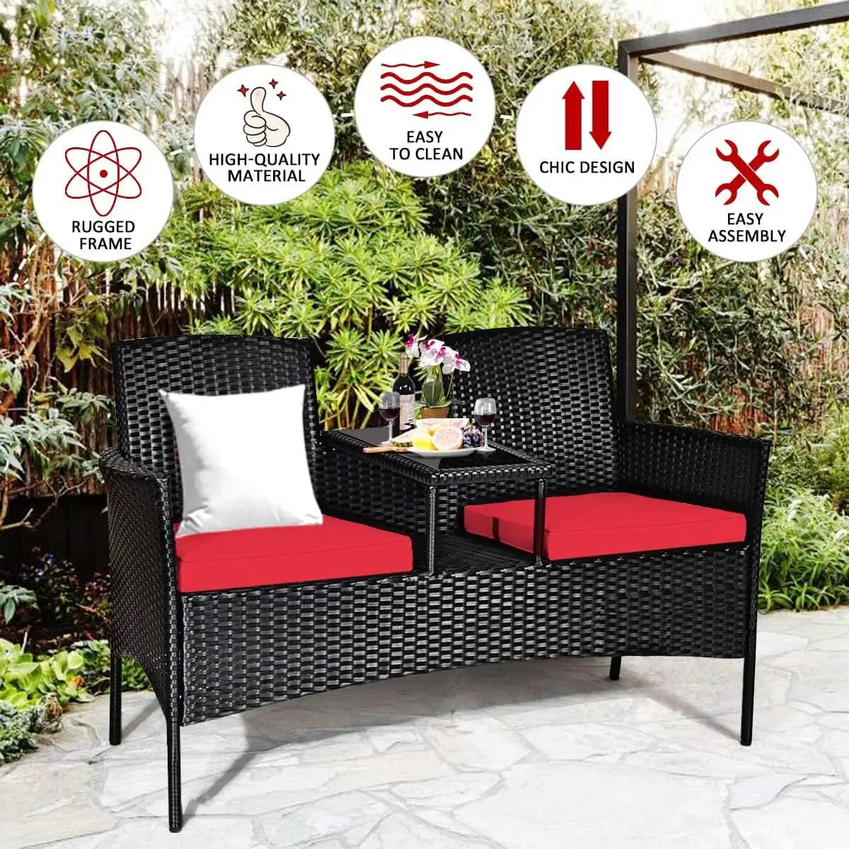 Wicker Outdoor Conversation Set With Removable Cushions from PriceLows™