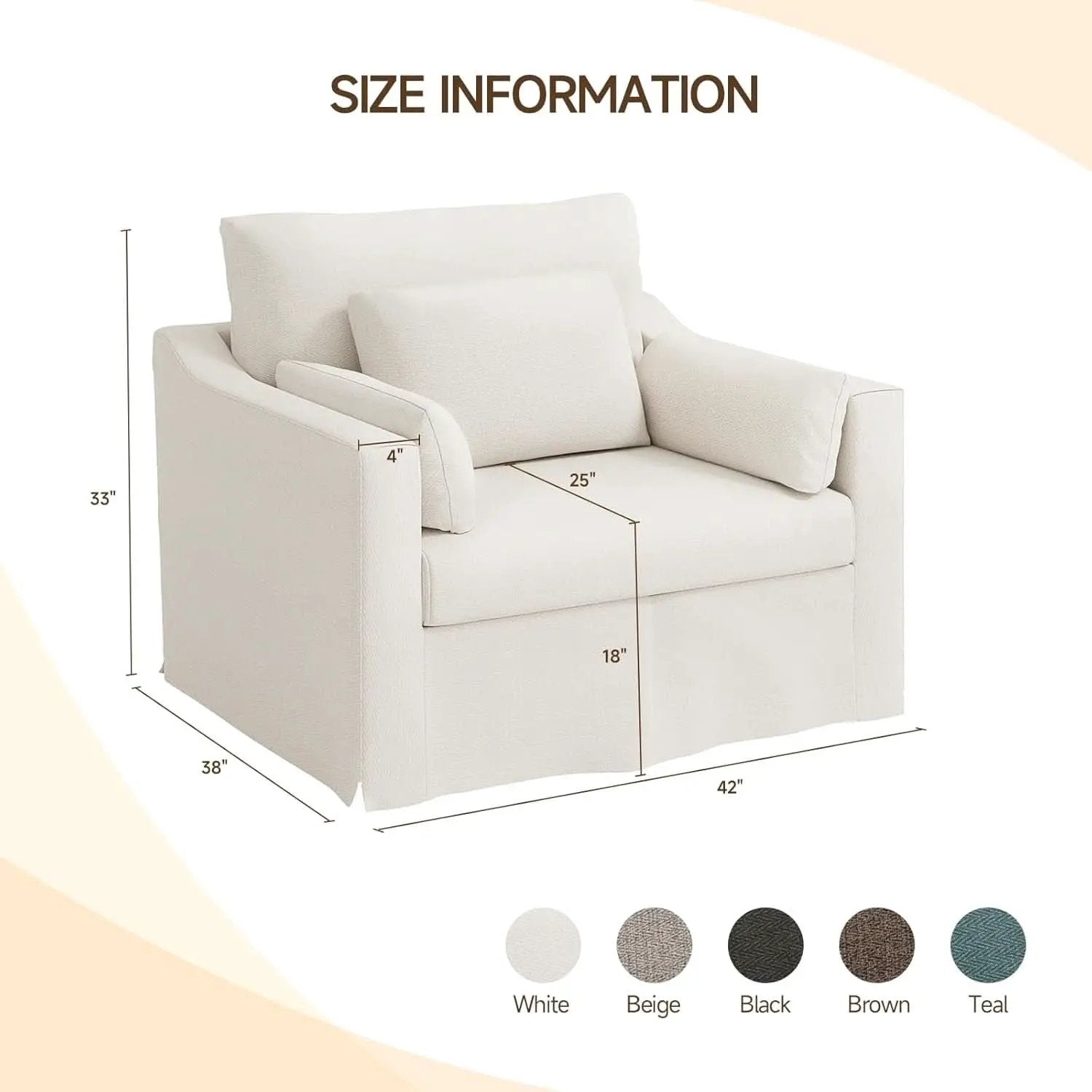 Beige Chenille Slipcovered 42 Inches Wide Armchair from PriceLows™