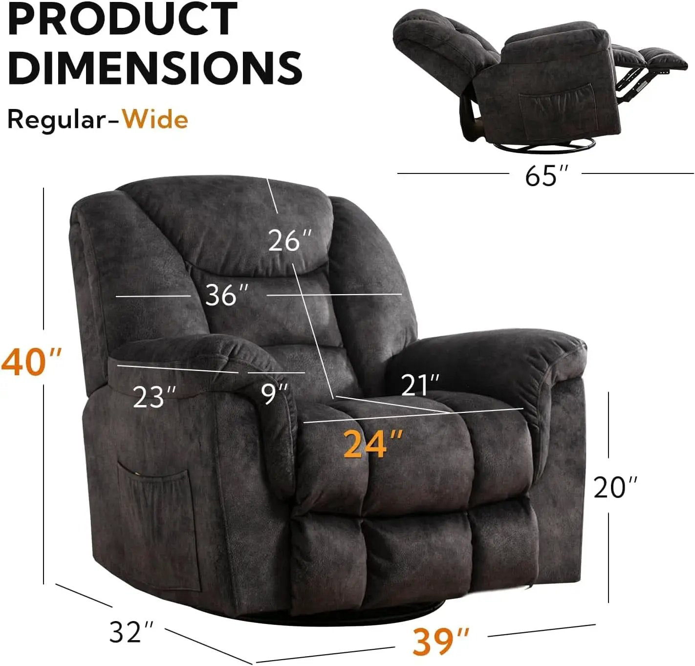 Oversized Swivel Recliner With Extra Wide Seat For Big And Tall from PriceLows™