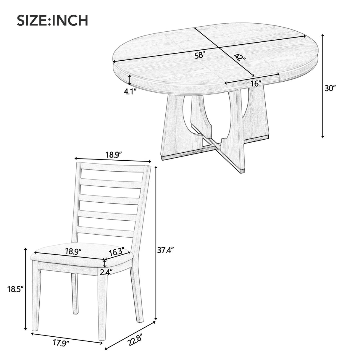 Round Dining Table Set | Extendable Top | 4 Chairs Included | 4 Seater