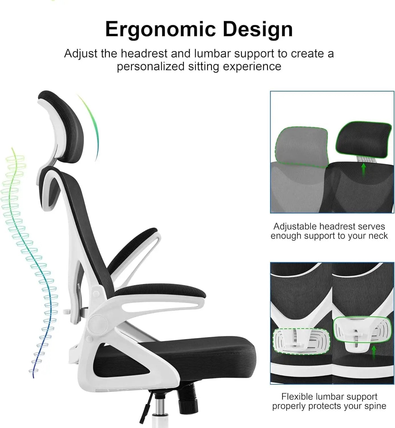 Ergonomic Mesh Office Chair High Back White And Black from PriceLows™