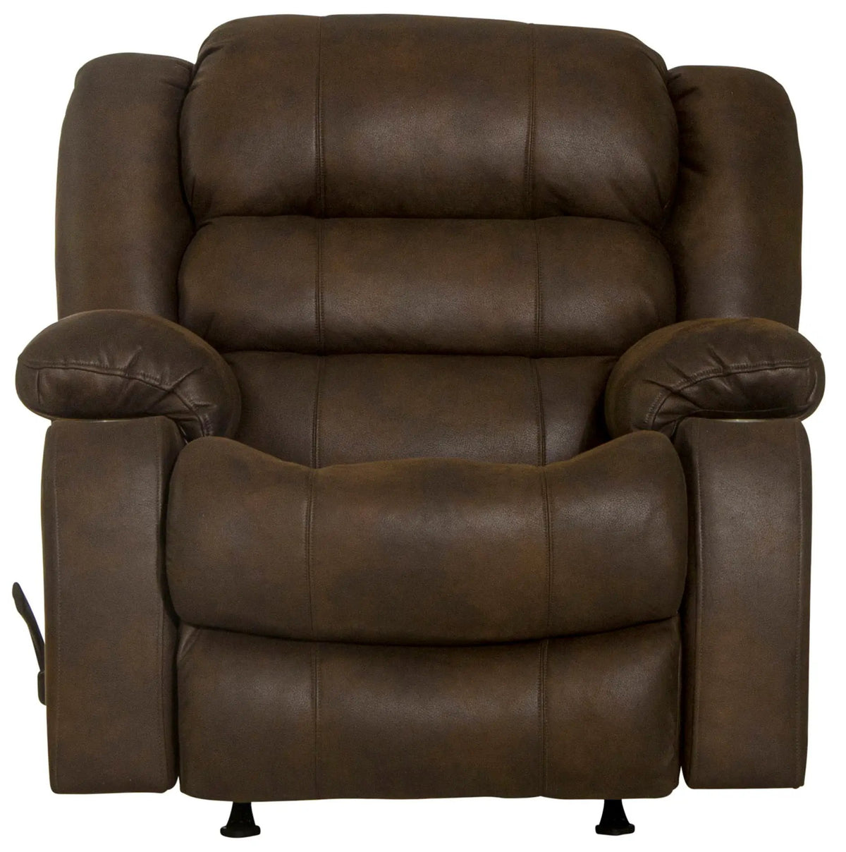 Beckley Rocker Recliner With Cupholders Rocker Chair | 2 Pieces | Walnut & Faux Leather | Living Room