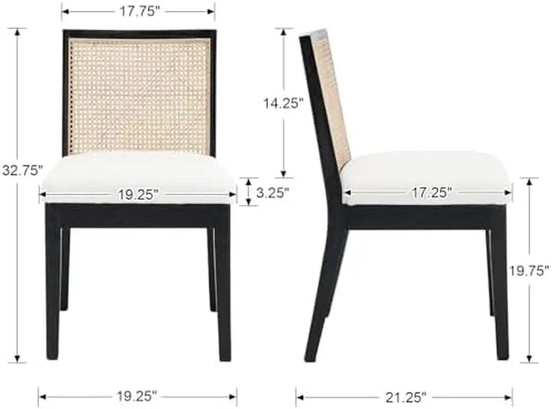 Black Rattan Dining Chairs Four Pack Sherpa Upholstered from PriceLows™