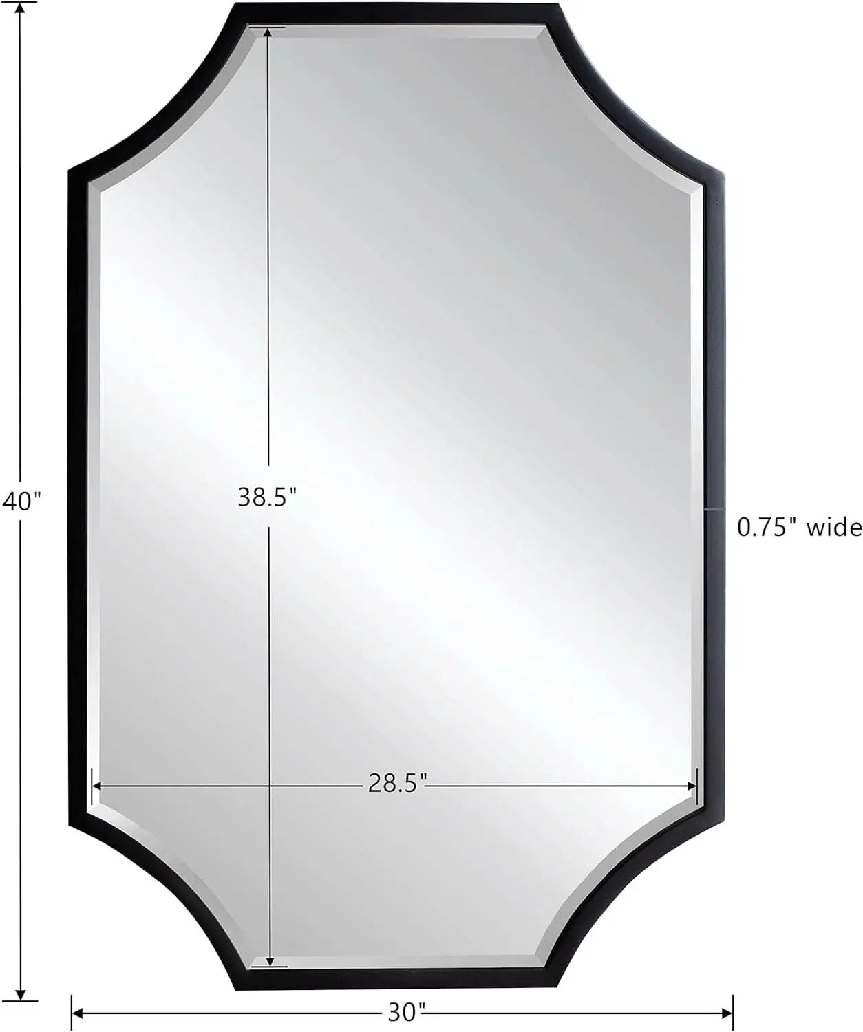 30x40 Black Bathroom Mirror With Gold Scalloped Frame from PriceLows™