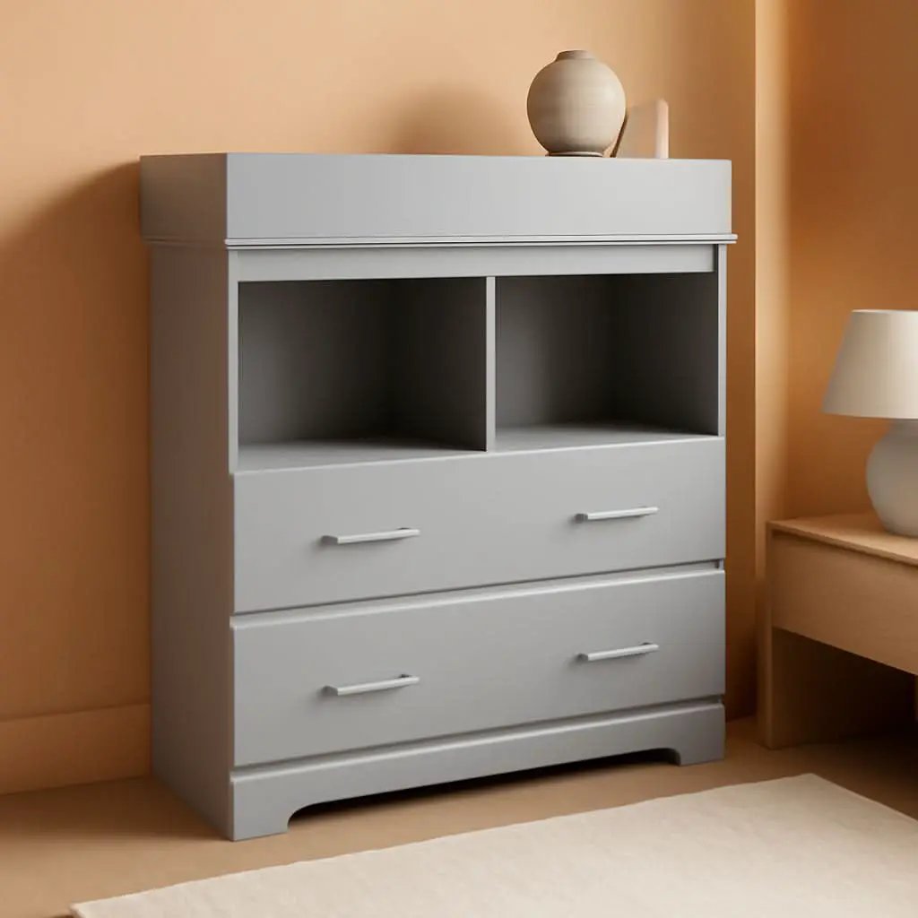 Brookside 2-Drawer Changing Table Dresser Pebble Gray from PriceLows™