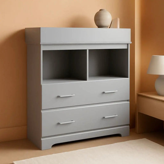 Brookside 2-Drawer Changing Table Dresser Pebble Gray from PriceLows™