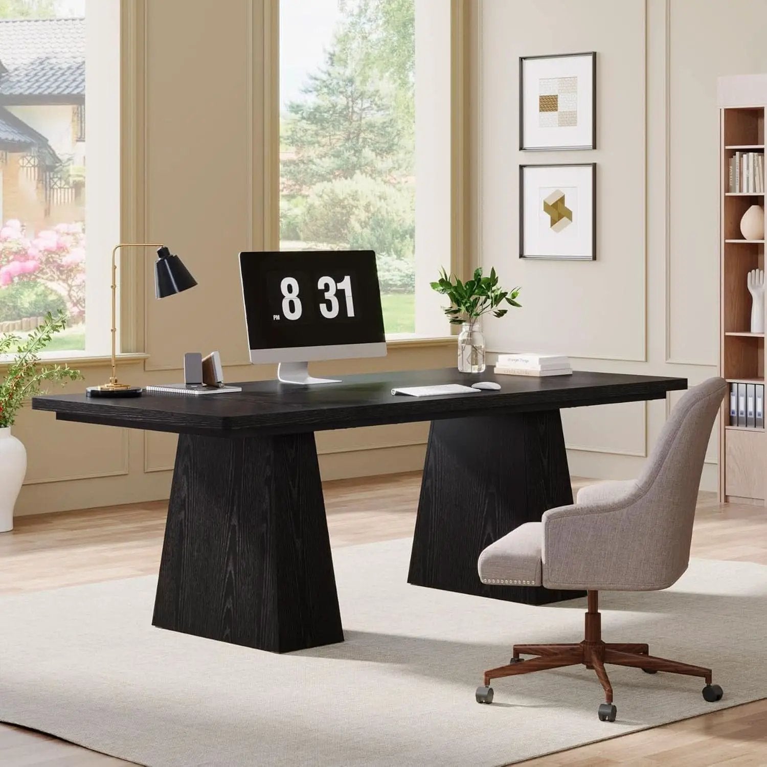 63-Inch Modern Executive Desk Featuring Dual Pedestal from PriceLows™