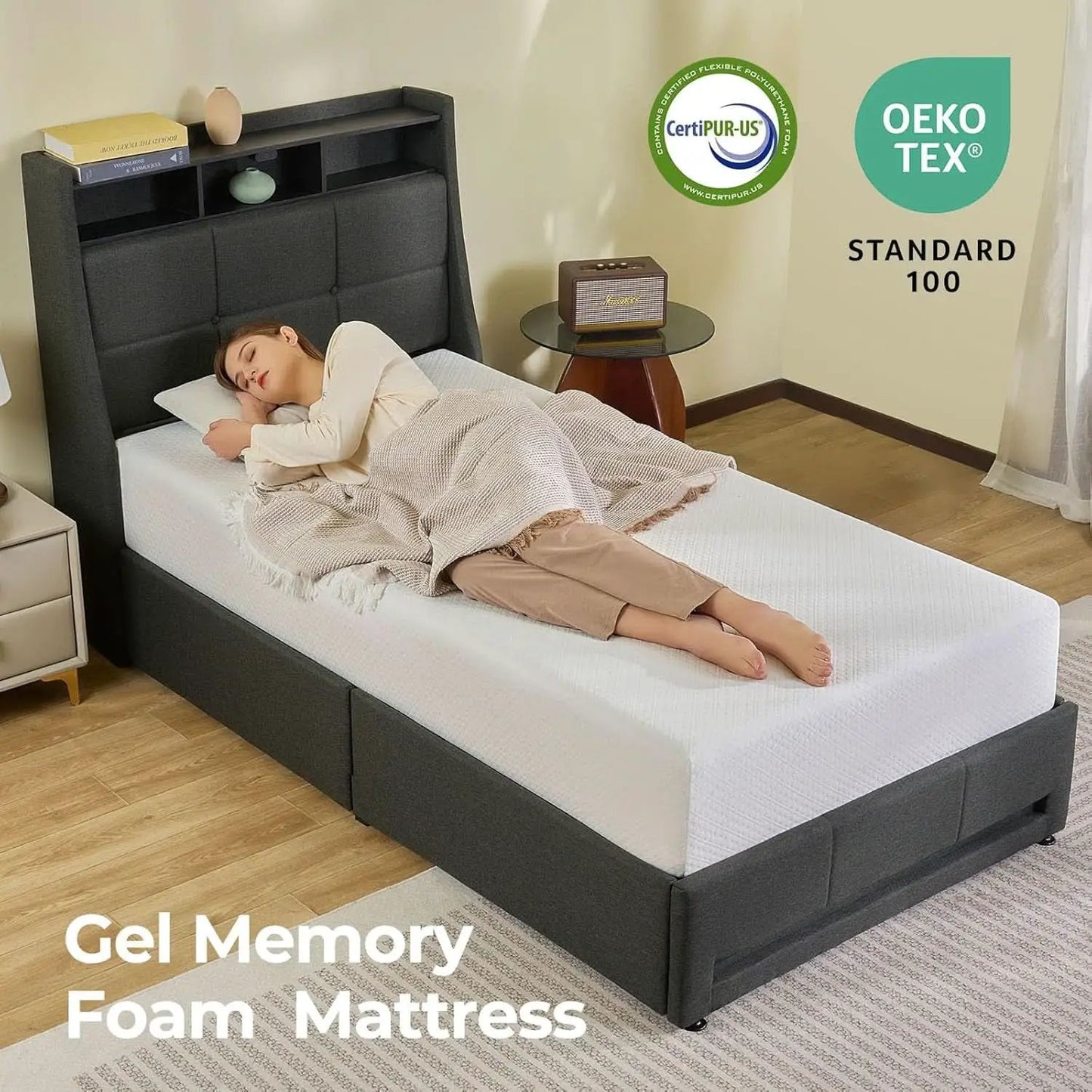 Twin Gel Memory Foam Mattress Fiberglass-Free, Breathable, 6" from PriceLows™
