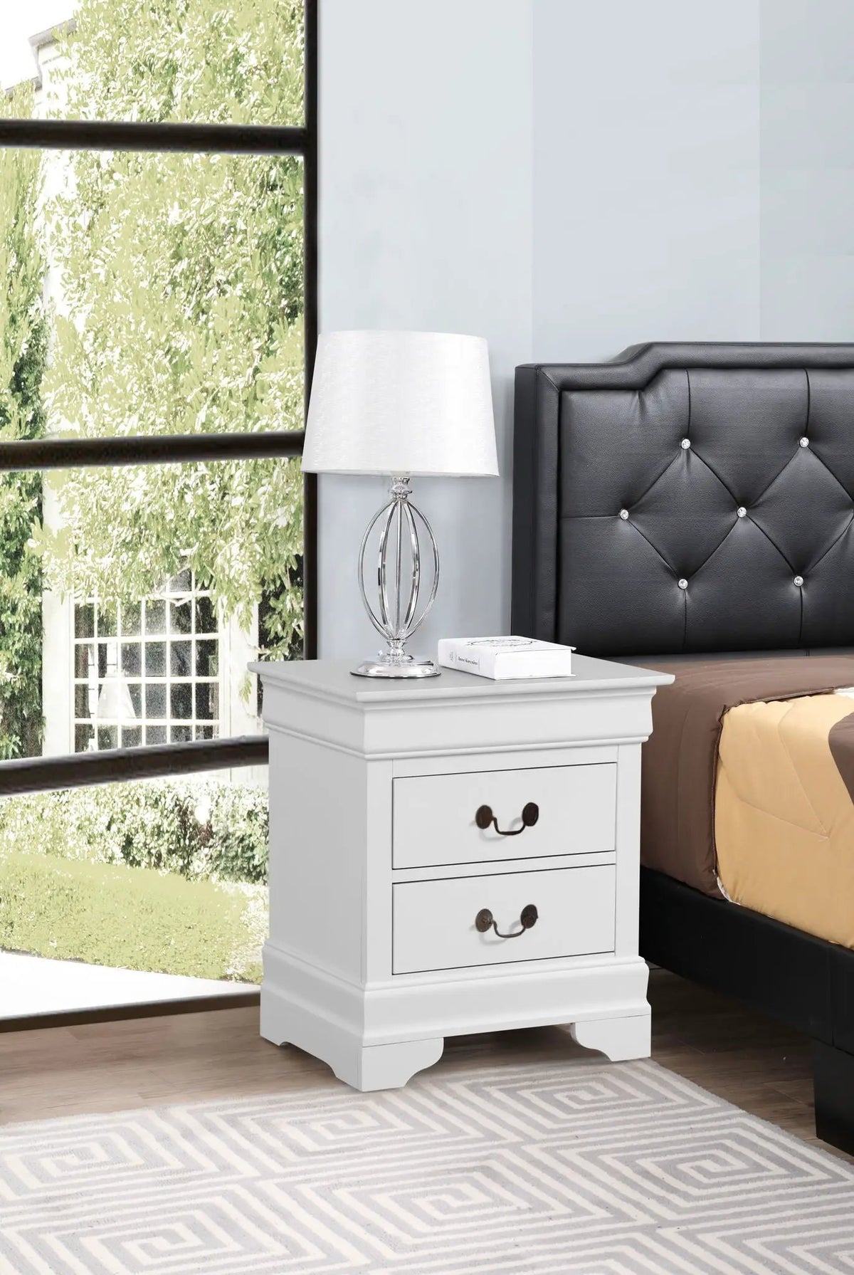 Louis Phillipe Nightstand | Traditional Wood Design | English Dovetailed Drawers | Metal Center Guides