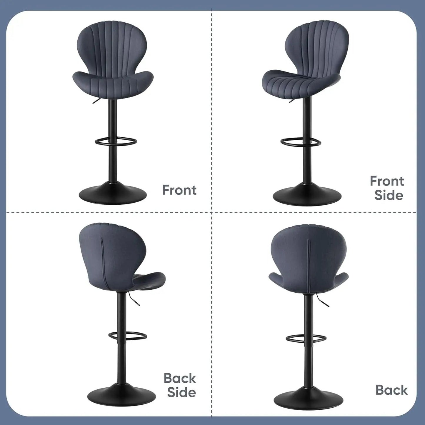 Three Swivel Bar Stools Counter Height High Back DarkGrey from PriceLows™