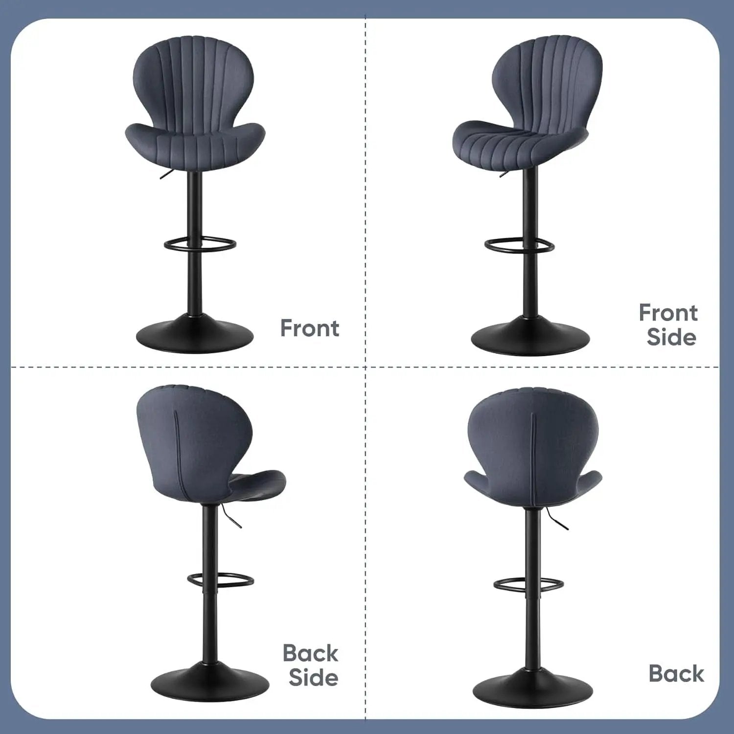 Three Swivel Bar Stools Counter Height High Back DarkGrey from PriceLows™