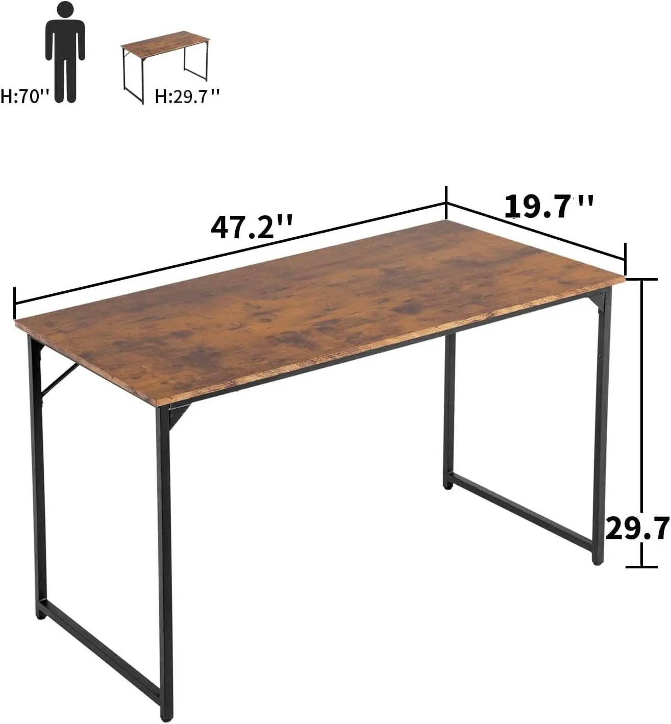 Computer Desk 47.2 Inch Brown With Metal Frame Home Office from PriceLows™