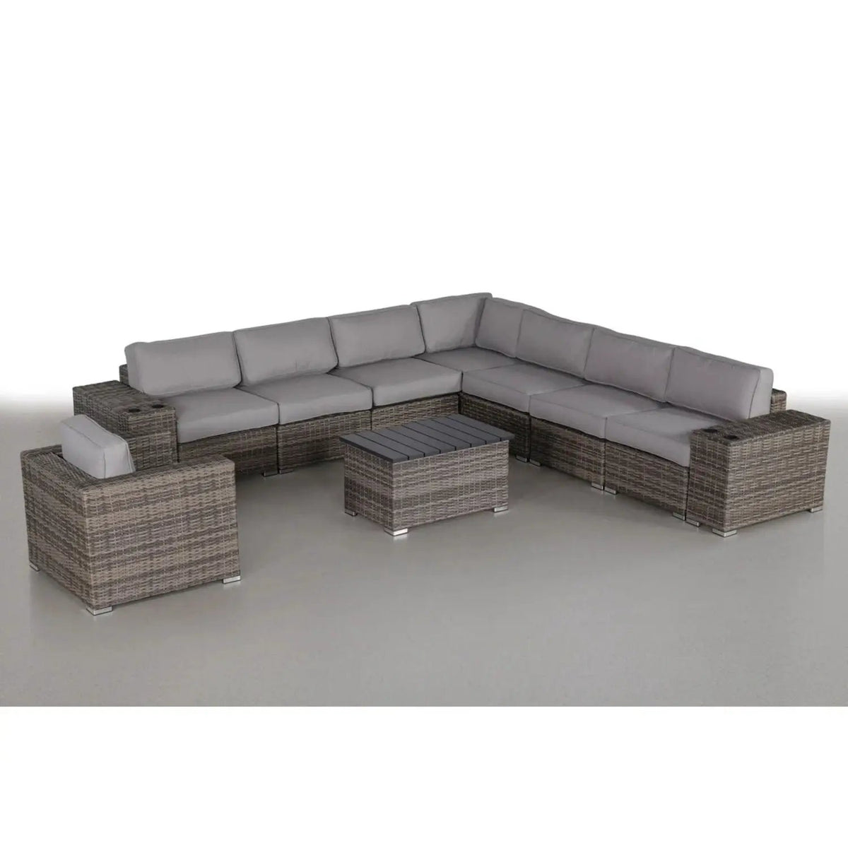 Patio Rattan Sectional Set | Half-Round HDPE Wicker | Rustproof Aluminum Frame | Fully Assembled