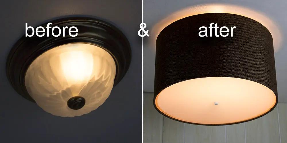 Flush Mount Conversion Kit | 18 Inch Wide | Chocolate Burlap Shade | Easy Install