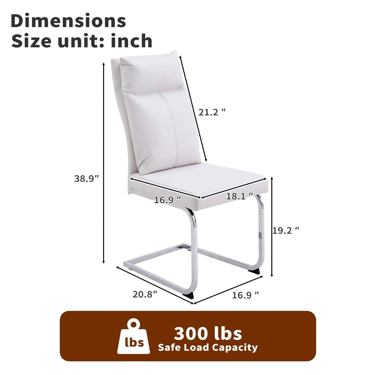 Modern Dining Chairs | Set Of 2 | Soft Cushion Backrest | C-Shaped Chrome Base