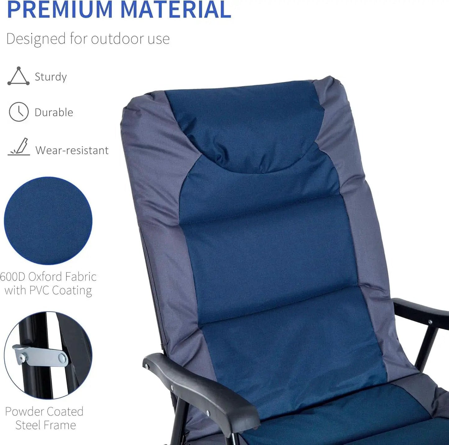 2 Piece Outdoor Patio Furniture Set With Folding Padded Rocking Chairs Navy Blue For Porch Balcony And Camping from PriceLows™