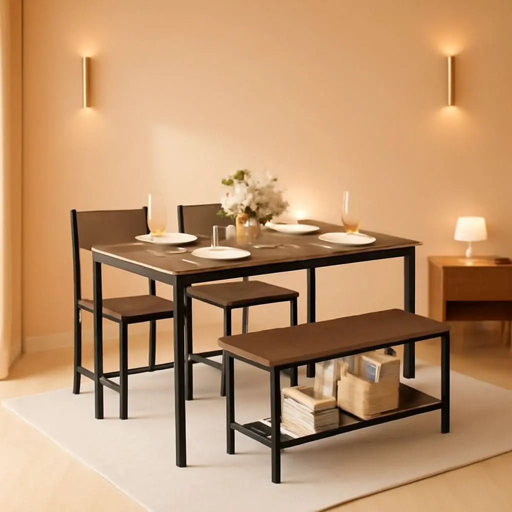 Stainless Steel Space Saving Dining Room Table Set Four from PriceLows™
