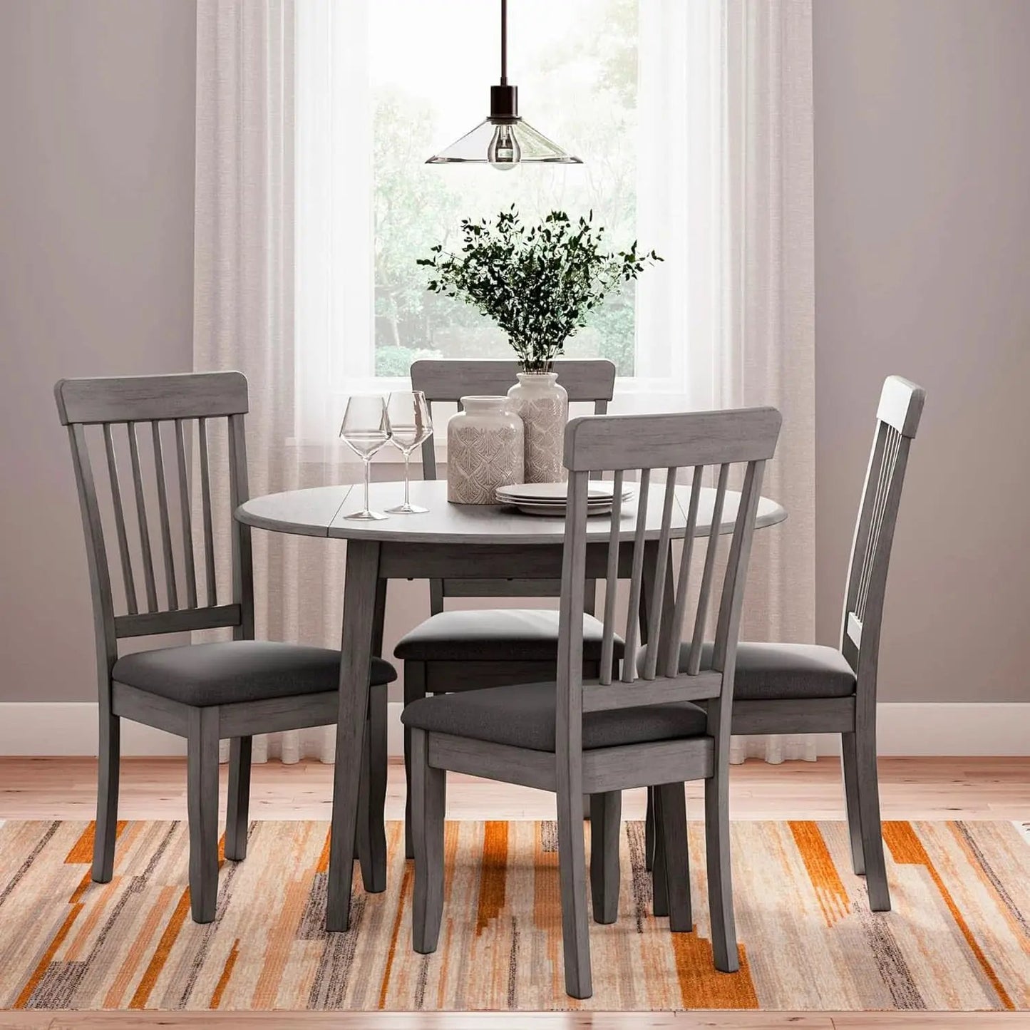 Gray Drop Leaf Dining Table Seats Four With Two Leaves from PriceLows™