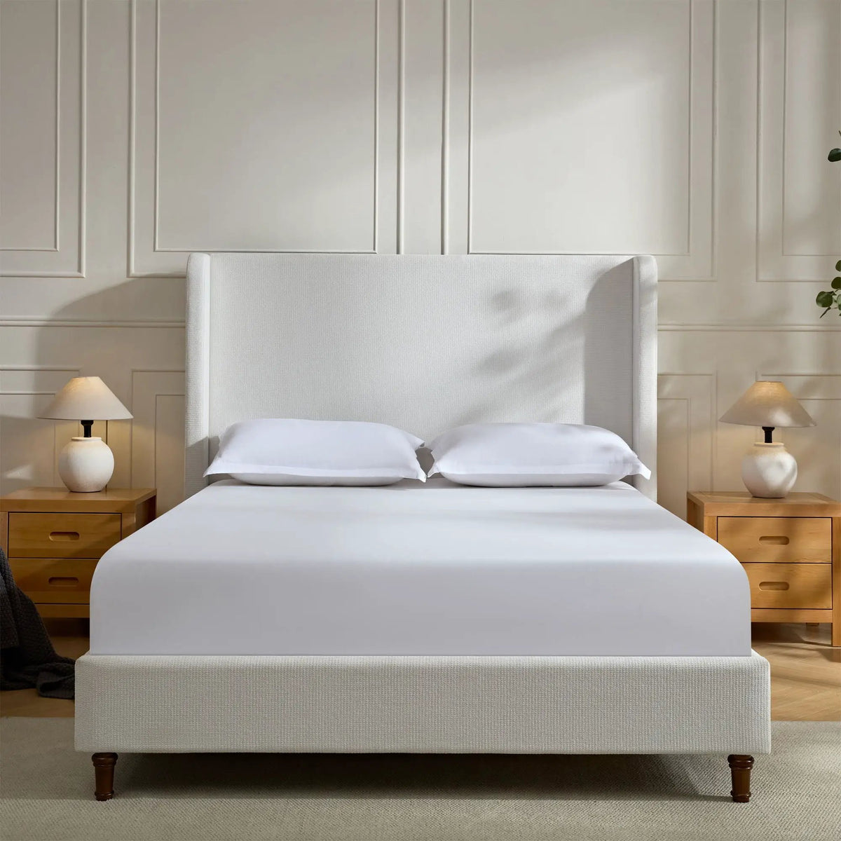 Harper Tall Headboard Upholstered Bed | Elegant Simplicity | No Box Spring Needed | 54 Inch Height