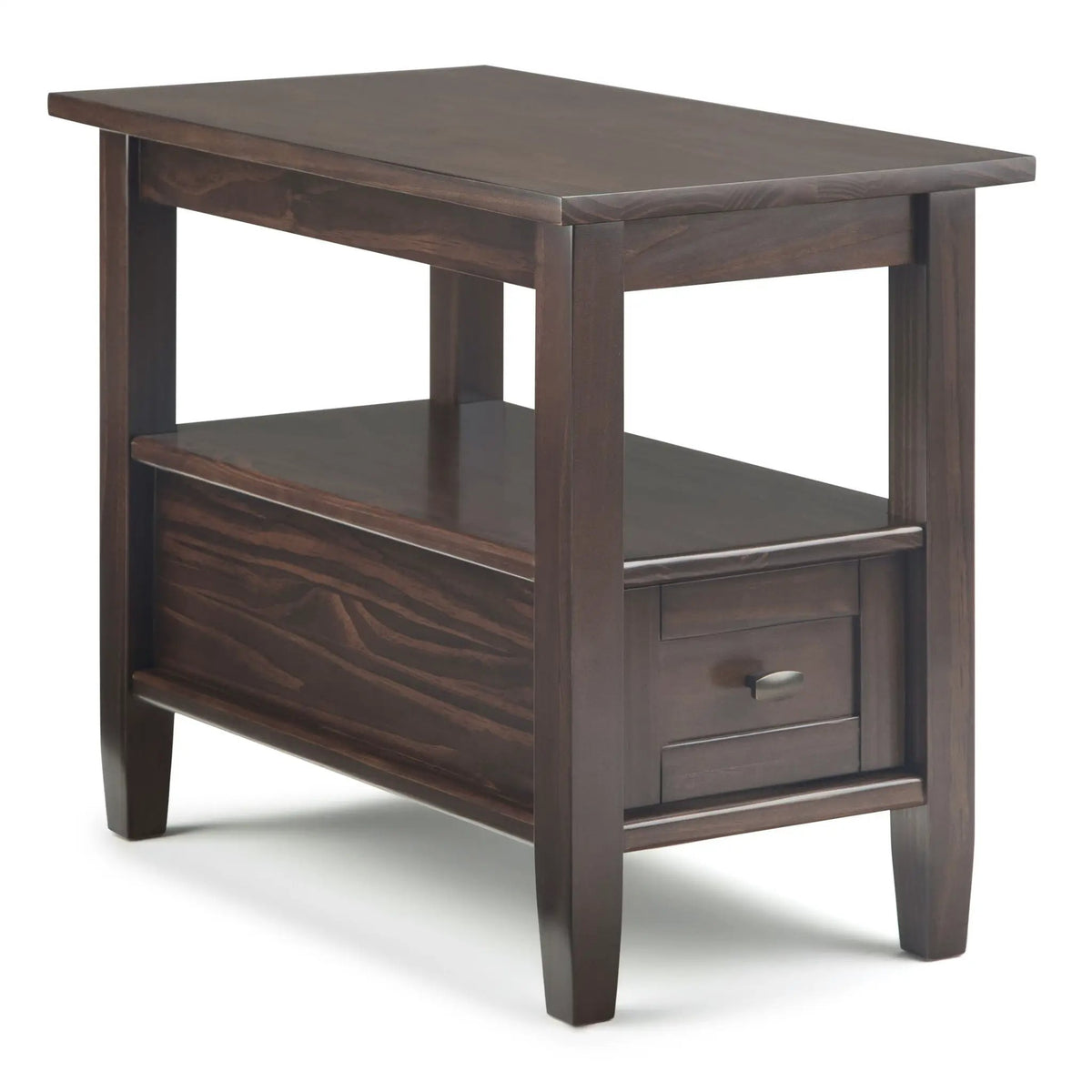 Warm Shaker Solid Wood Table | Bottom Drawer | Open Shelf Storage