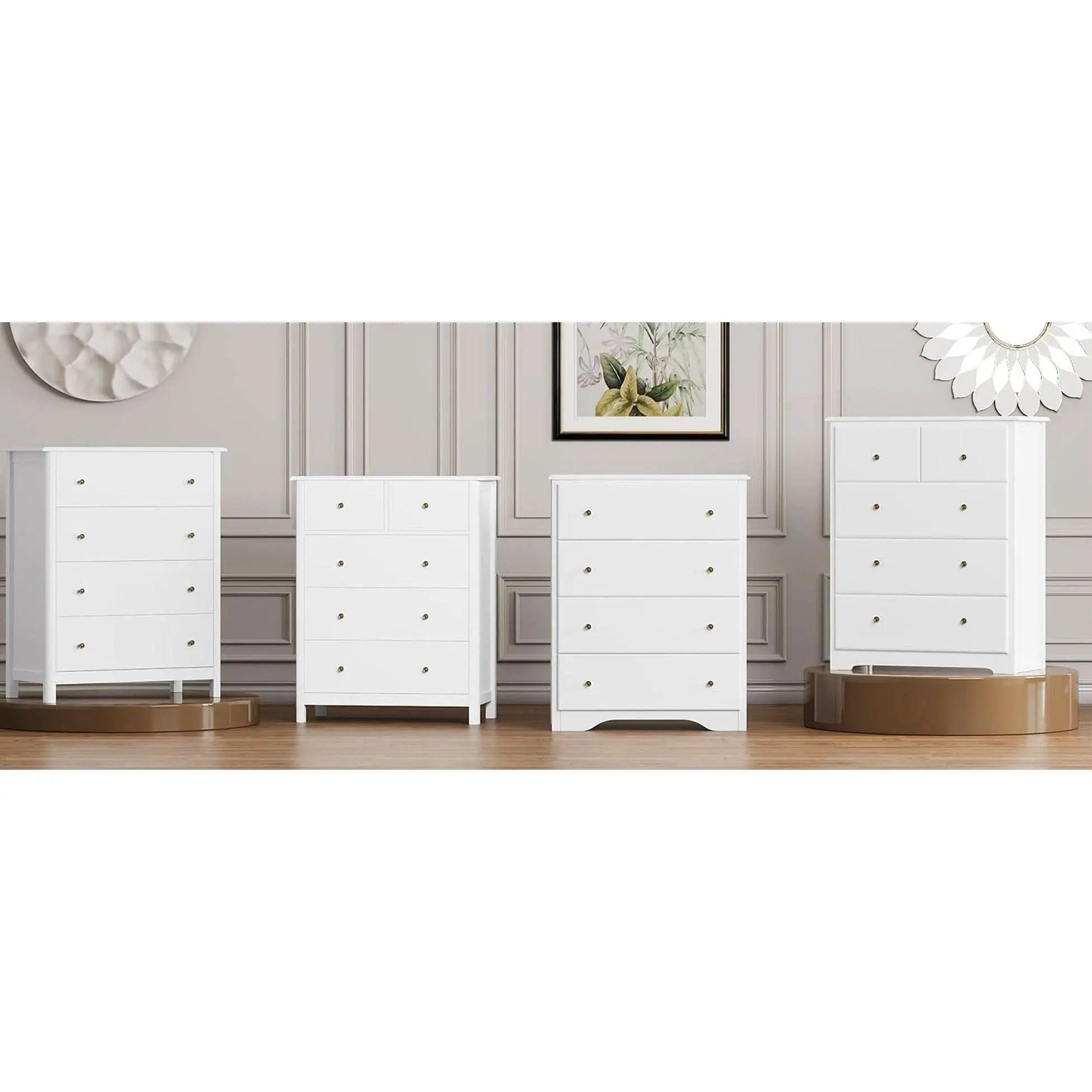 White Five Drawer Dresser For Bedroom Organization from PriceLows™