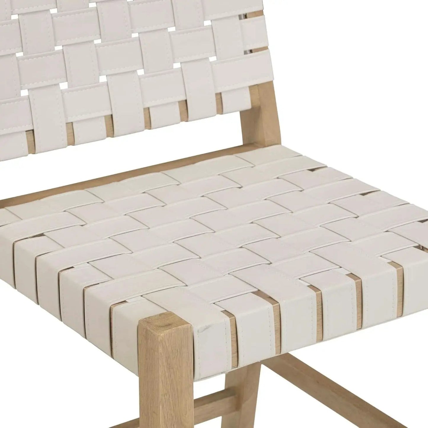 Mid Century Modern Bar Stool With Back In Off White Faux Leather from PriceLows™