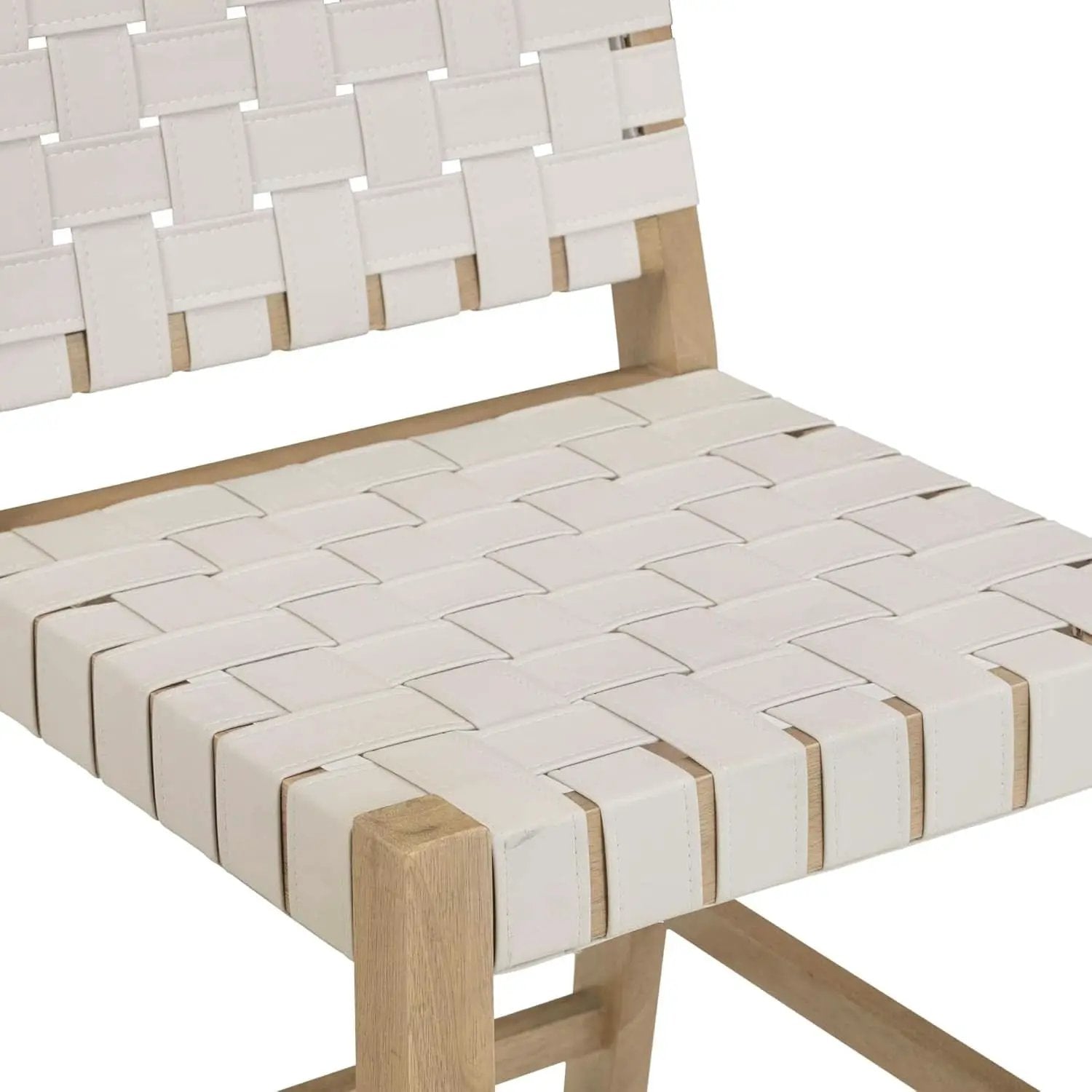 Mid Century Modern Bar Stool With Back In Off White Faux Leather from PriceLows™