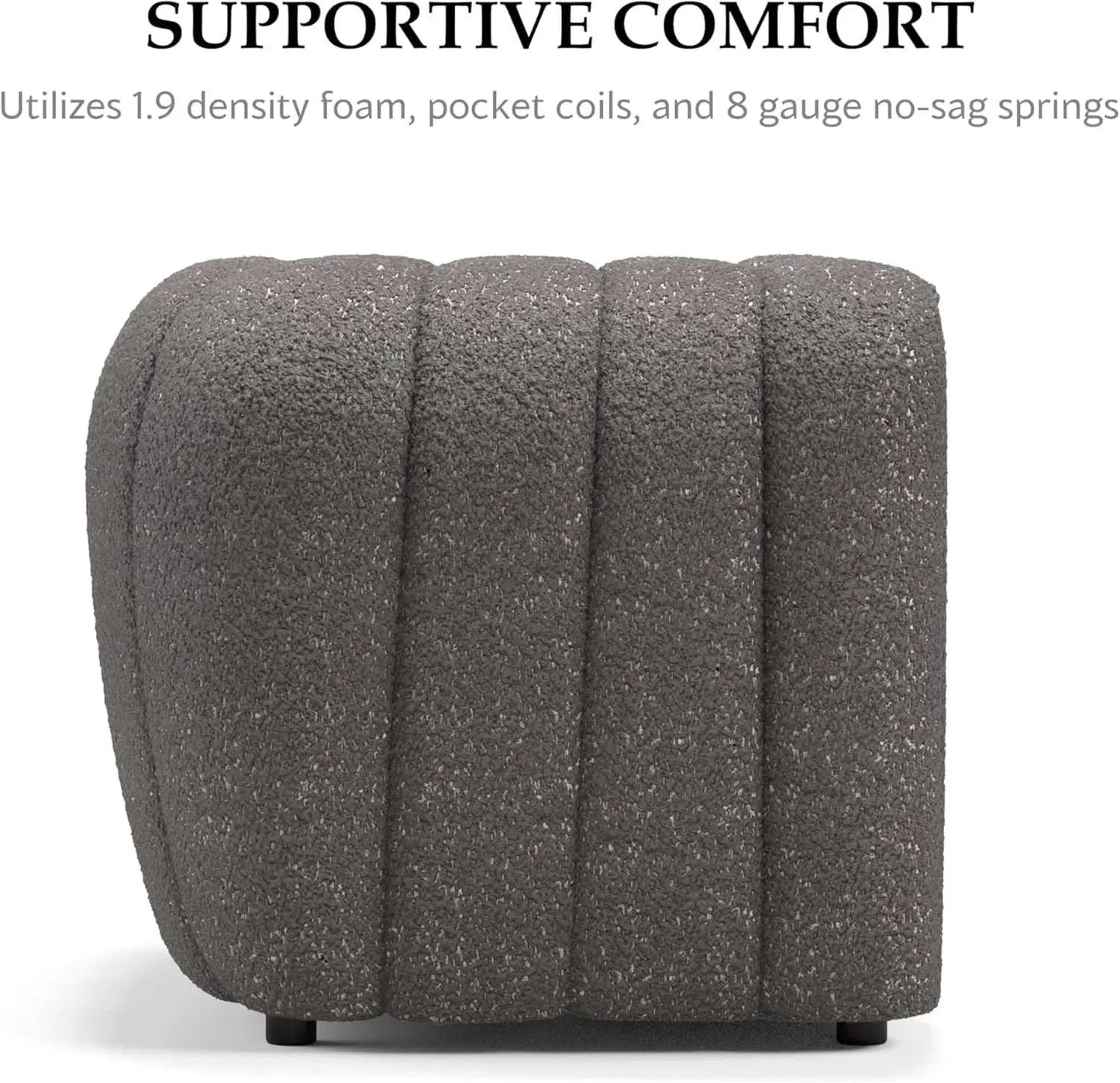 Charcoal Gray Vertical Channel Tufted 3 Piece Sofa Set from PriceLows™