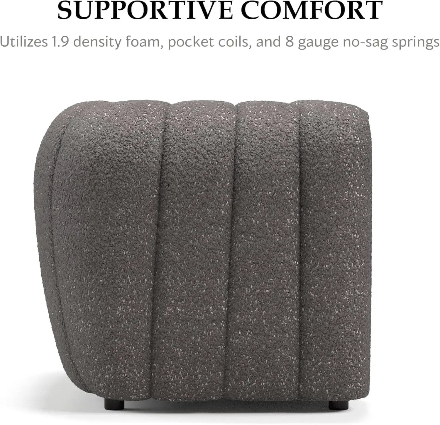 Charcoal Gray Vertical Channel Tufted 3 Piece Sofa Set from PriceLows™