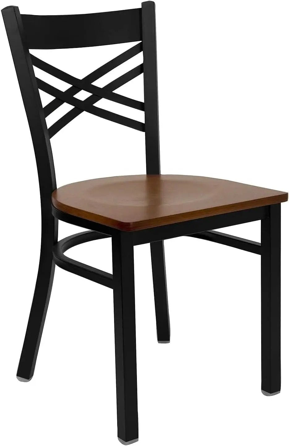 2 Pack HERCULES Series Black X Back Metal Dining Chairs With Cherry Wood Seats For Home Or Commercial Use from PriceLows™