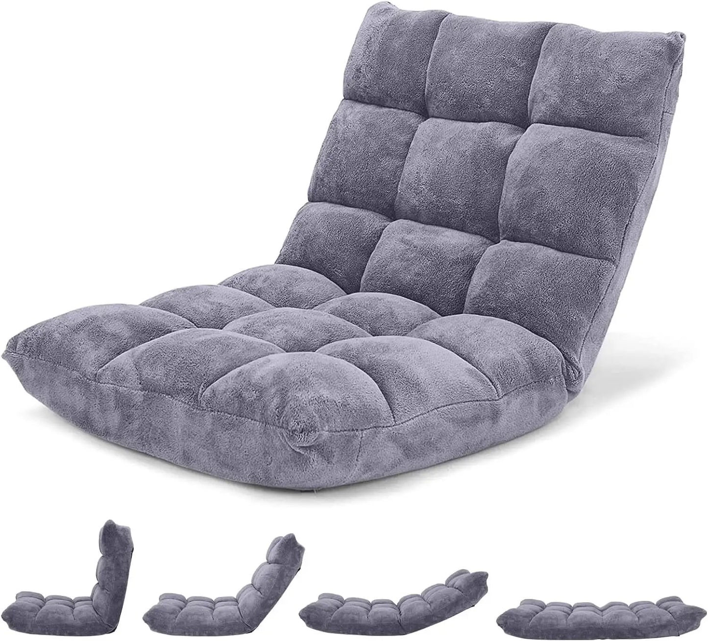 Grey Floor Chair With Back Support 14 Position Adjustable from PriceLows™