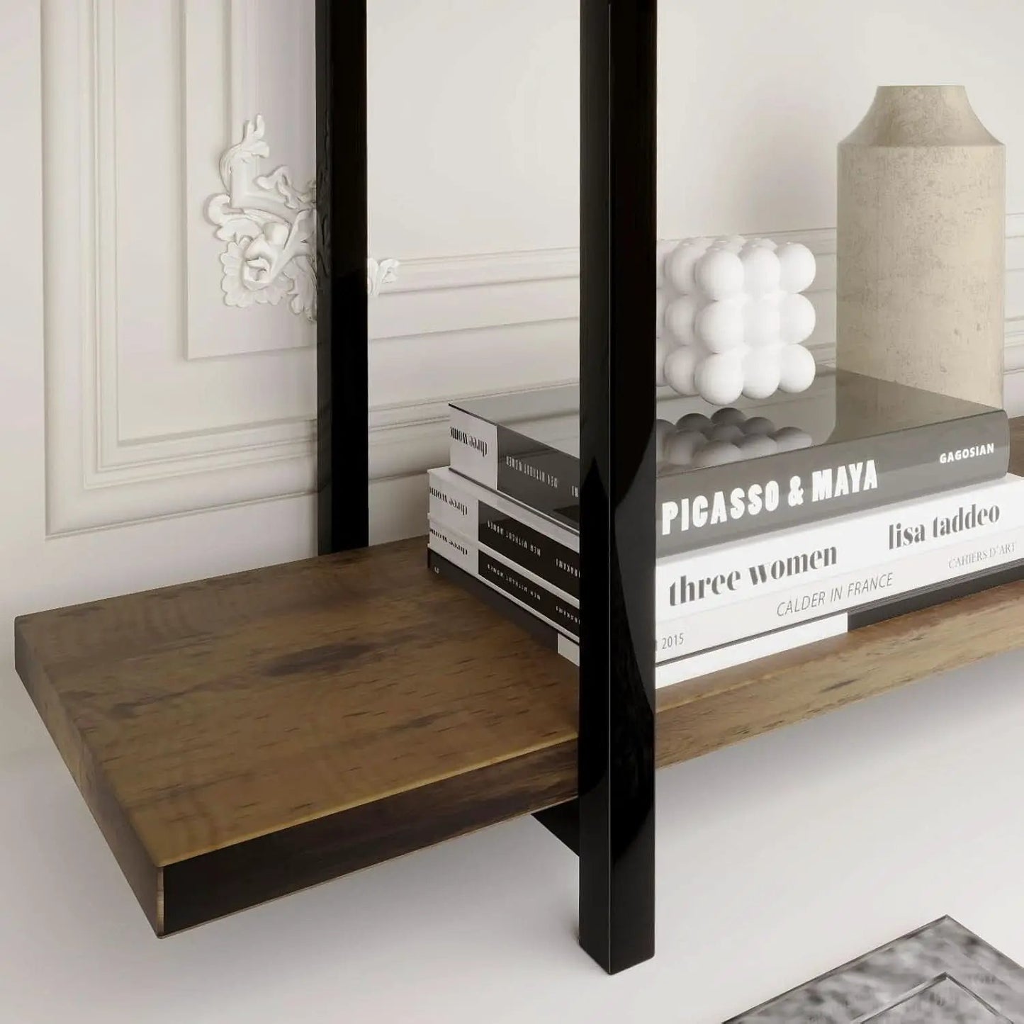 Five Tier Bookshelf Organizer Rustic Brown Metal Shelving from PriceLows™
