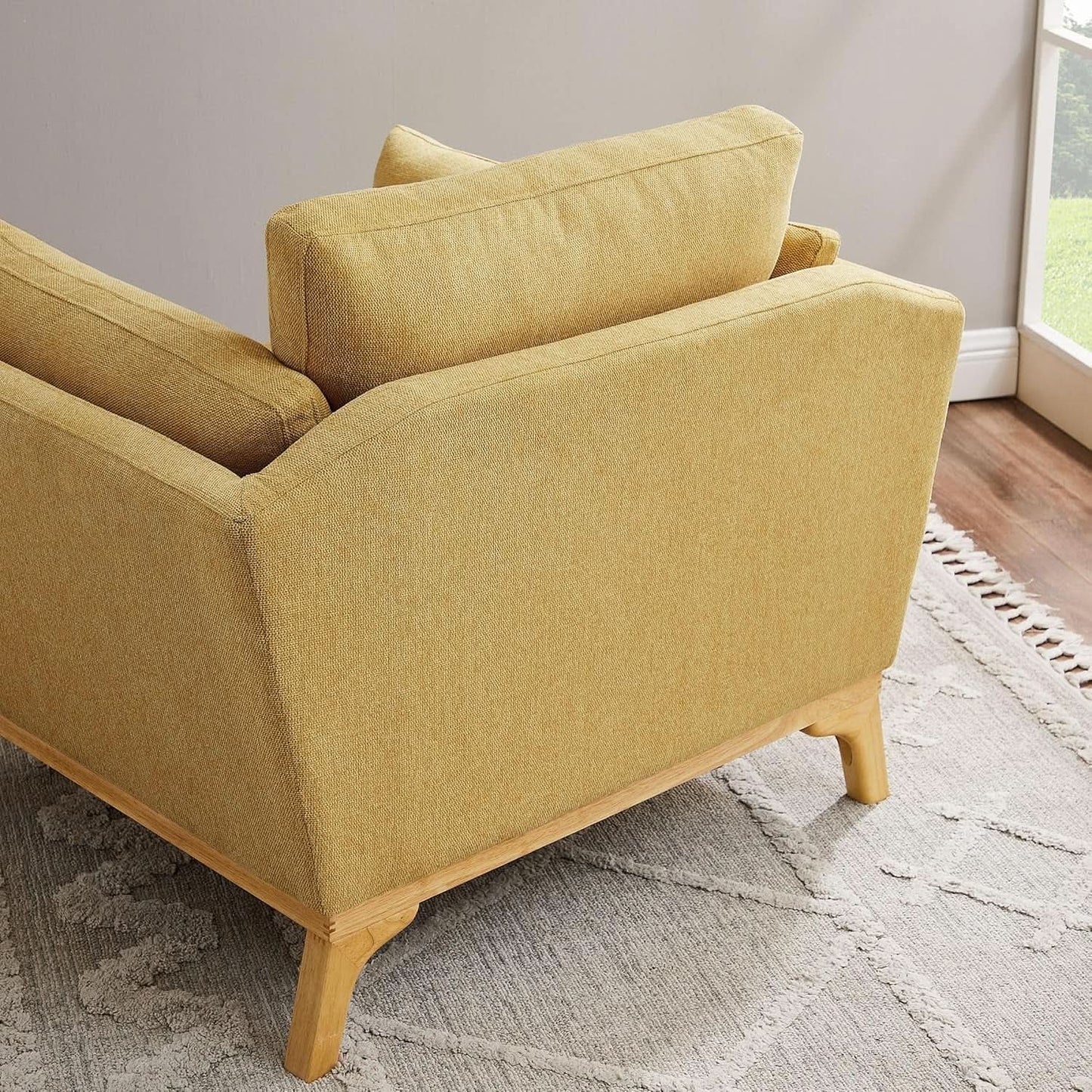 Large Yellow Linen Upholstered Accent Chair Cushions from PriceLows™