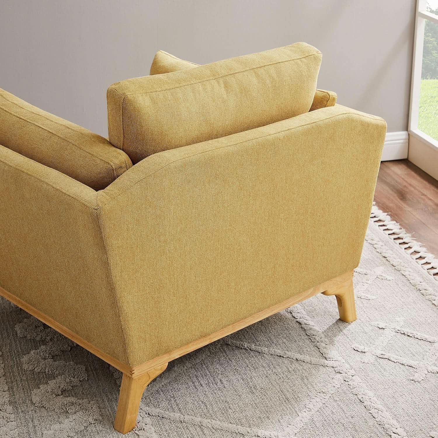 Large Yellow Linen Upholstered Accent Chair Cushions from PriceLows™