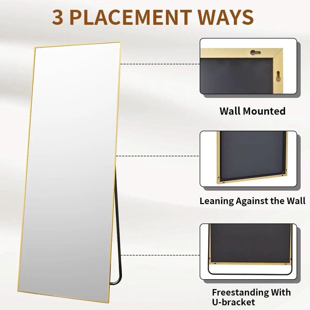 Gold Floor Mirror 21x57 Inch Full Length With Stand from PriceLows™