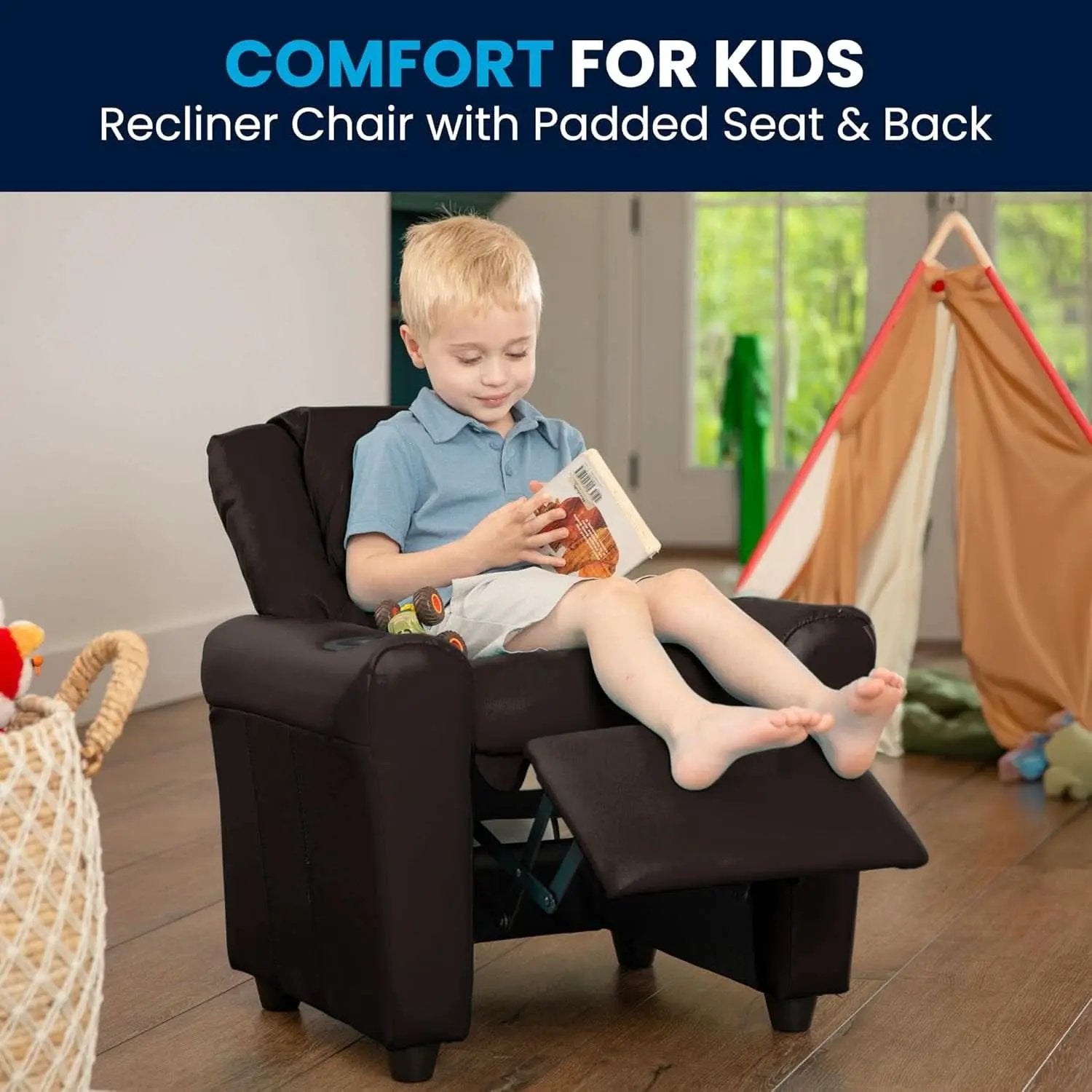 Vana Leathersoft Kids Recliner With Cup Holder And Headrest from PriceLows™