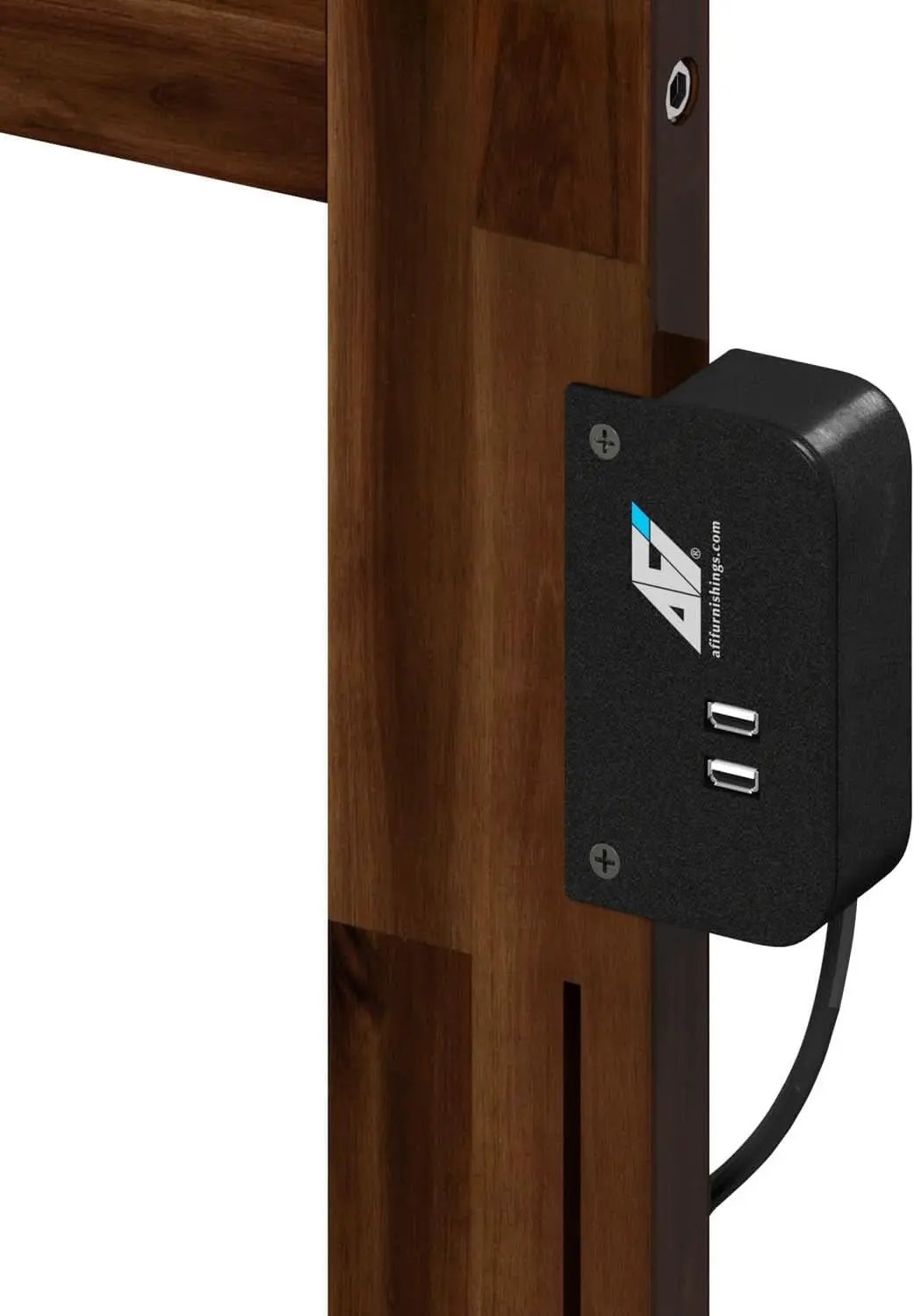 Rustic Solid Wood Headboard With USB Charging Station from PriceLows™