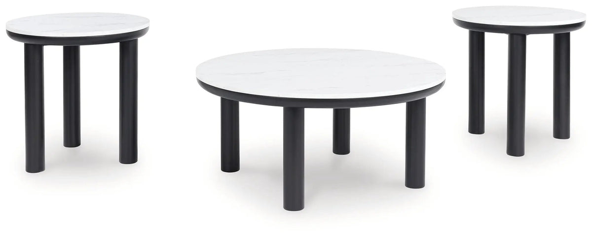 Xandrum Occasional Table Set | Set Of 3 | Black And White | 15.75 Inch Cocktail Table Height