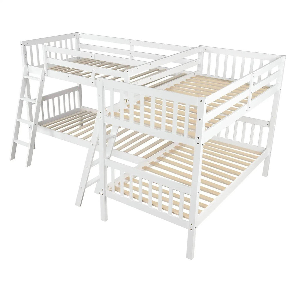 L Shaped Bunk Bed With Ladder | 2 Pieces | Pine Wood | Bedroom
