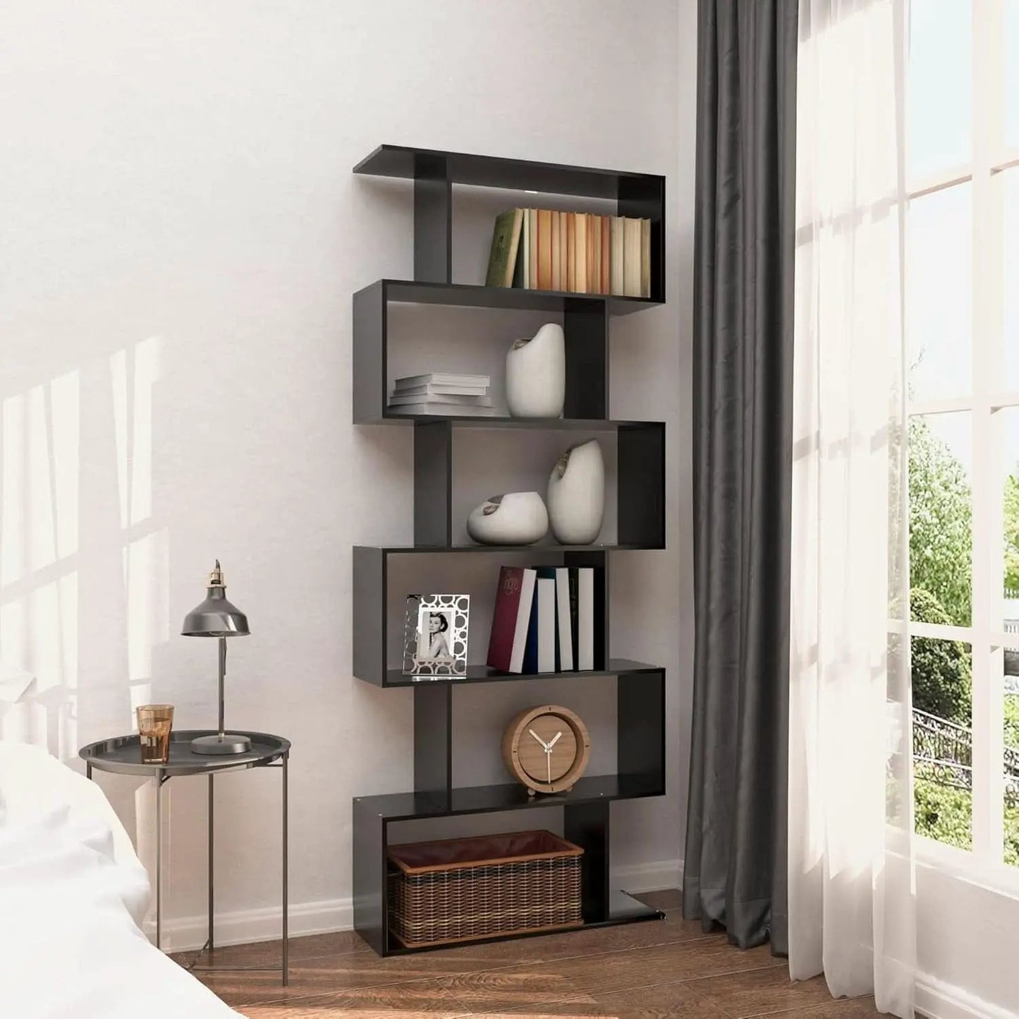 6 Tier S Shaped Bookshelf Freestanding Modern Display from PriceLows™