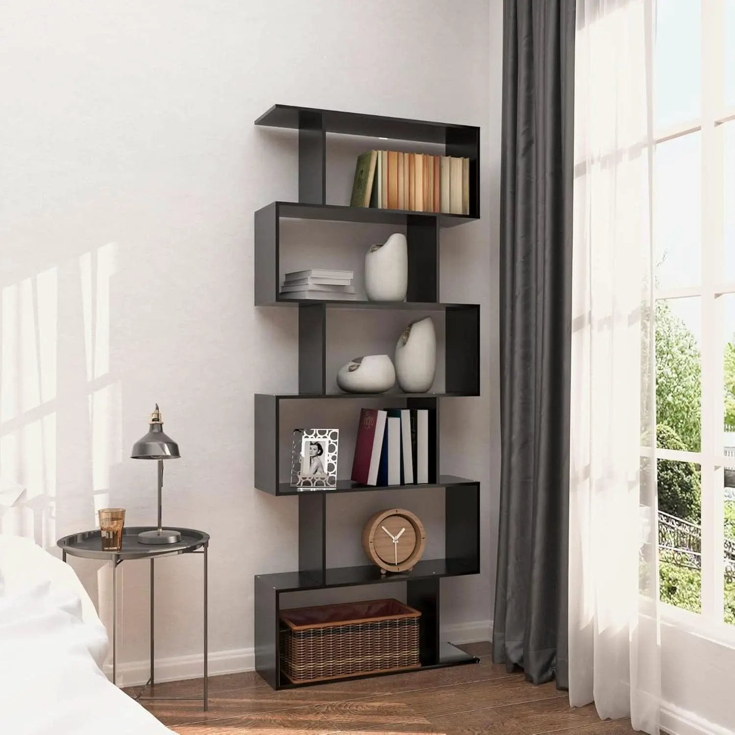 6 Tier S Shaped Bookshelf Freestanding Modern Display from PriceLows™