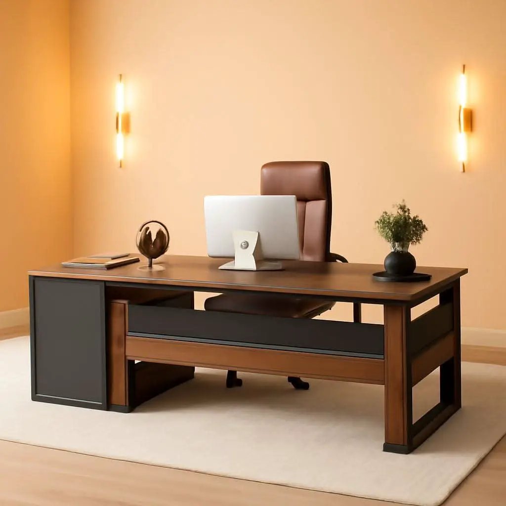 63 Inch L Shaped Executive Desk With Storage Shelves from PriceLows™