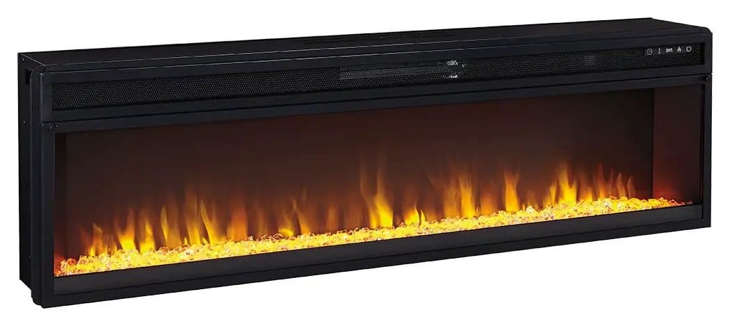 Entertainment Accessories Wide Fireplace Insert | 57.63 x 8.88 x 16.88 in | Glass | Black
