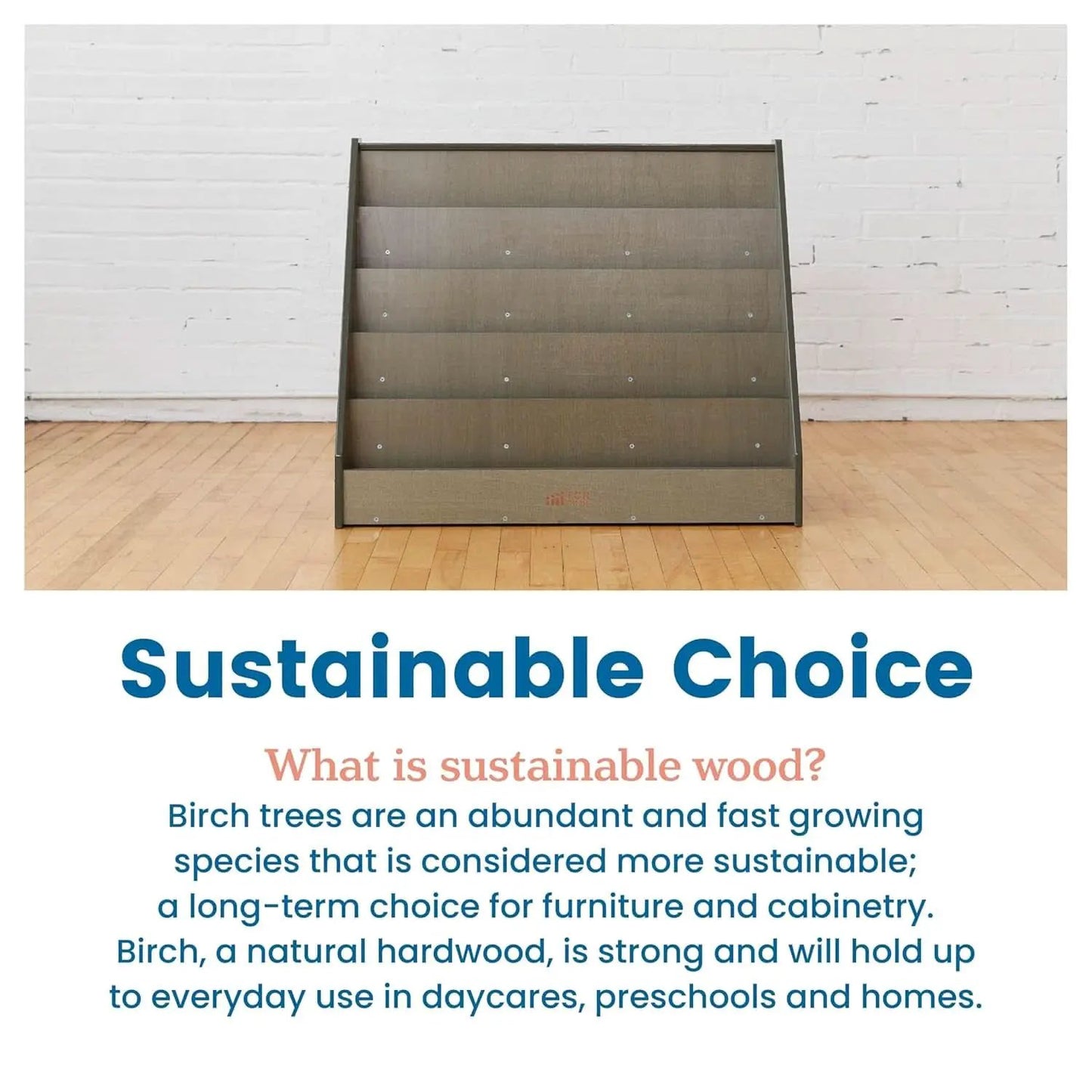 Single Sided Book Display Five Wide Slots Classroom Bookshelf Grey Wash from PriceLows™