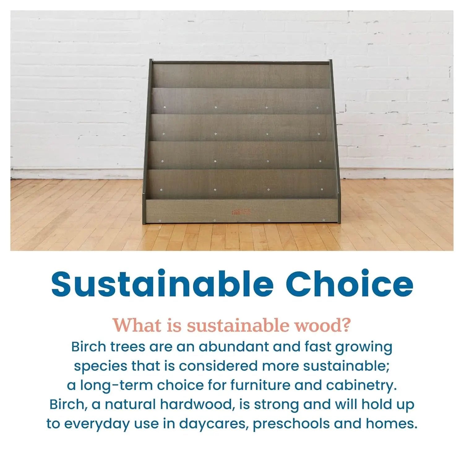 Single Sided Book Display Five Wide Slots Classroom Bookshelf Grey Wash from PriceLows™